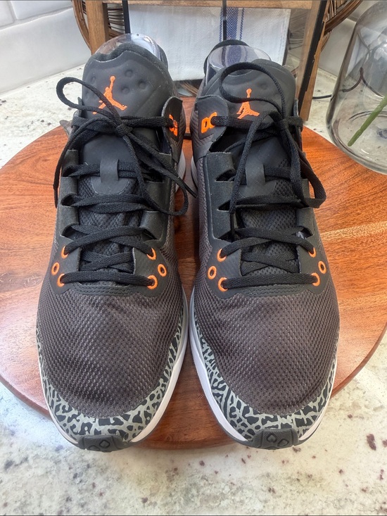 Jordan Other - Jordan 88 Racer “Fear” Sneakers with Orange Accents and Grey Elephant Print